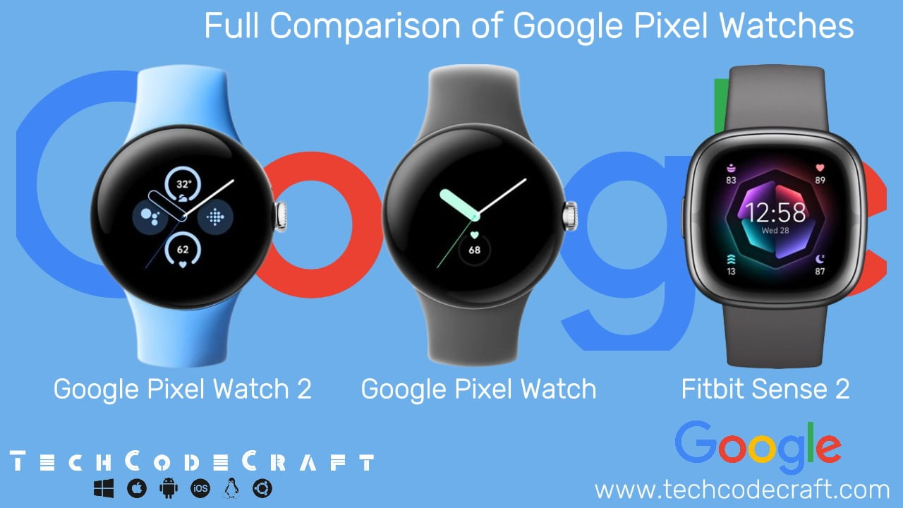 Google Pixel Watch 2 Vs Google Pixel Watch Vs Fitbit Sense 2